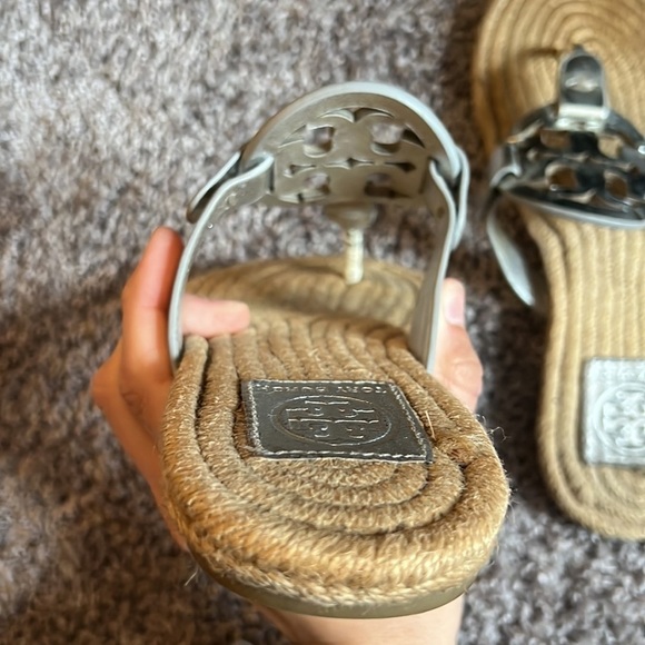 Tory Birch silver espadrille Miller sandals - Picture 9 of 16